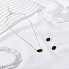 Hexagon Alloy Resin Pendant Necklaces and Dangle Earrings Sets for Women SJEW-LP0001-52A-3