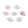 Crackle Glass Beaded Connector Charms PALLOY-JF02894-1