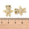 Rack Plating Brass Clear & Black Cubic Zirconia Bear Connector Charms KK-C084-15C-G-3