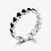 Anti-Tarnish Platinum Rhodium Plated 925 Sterling Silver Heart Finger Rings FL0127-4-1