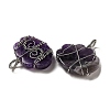 Natural Amethyst Copper Wire Wrapped Pendants G-K338-07P-01-2