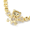 Cubic Zirconia Bear Link Bracelet with Heart Link Chains BJEW-H586-01G-3
