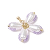 Two Tone Glass Seed Beaded Butterfly Pendants PALLOY-MZ00556-02-3