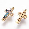 Brass Micro Pave Cubic Zirconia Charms X-ZIRC-L075-48G-2