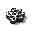 Paw Print with Leopard Print Pattern Silicone Focal Beads SIL-G011-01A-2