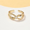 Brass Micro Pave Cubic Zirconia Cuff Rings RJEW-V009-09G-2