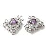 Brass Micro Pave Purple Cubic Zirconia Charms KK-F860-74P-01-2