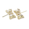 Brass with Clear Cubic Zirconia Stud Earring Findings KK-G491-56G-2