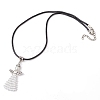 Seed Beads Loom Angel Pendant Necklaces NJEW-MZ00061-01-4