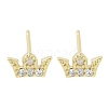 Brass Micro Pave Clear Cubic Zirconia Studs Earring EJEW-S217-G14-1