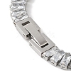 304 Stainlessa Steel Pave Clear Cubic Zirconia Rectangle Link Chain Bracelets for Women BJEW-Z066-01P-03-3