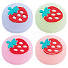 4Pcs 4 Colors Silicone Replacement Strawberry Thumb Grip Caps AJEW-GF0009-57-1