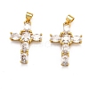 Brass Micro Pave Clear Cubic Zirconia Pendants ZIRC-J025-41G-1