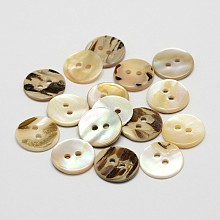 2-Hole Shell Flat Round Buttons BUTT-P012-09