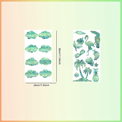 2PCS 2 Styles PVC Stickers Dazzling Color Window Stickers 3D Laser Clouds And Summer Style Shapes Electrostatic Glass Window Stickers JX836A-1