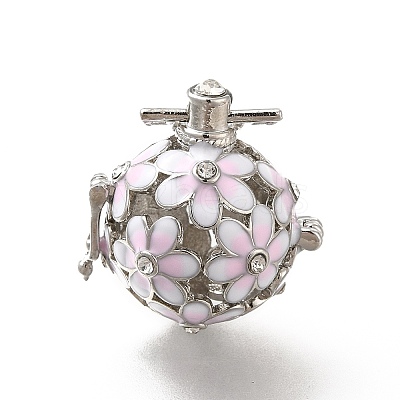 Alloy Crystal Rhinestone Bead Cage Pendants ENAM-M047-02P-D-1