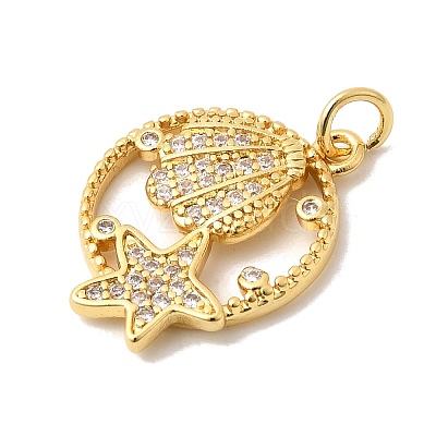 Brass Micro Pave Cubic Zirconia Pendants KK-P343-01E-G-1