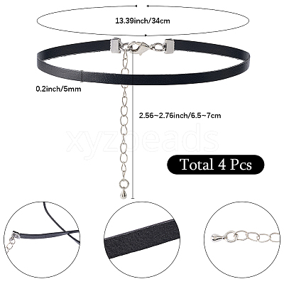 4Pcs Leather Choker Necklaces NJEW-SC0001-69-1