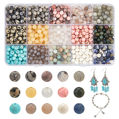 750Pcs 15 Styles Mixed  Gemstone Baeds G-NB0005-42D-1