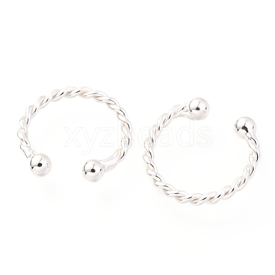 Rhodium Plated 925 Sterling Silver Cuff Earrings EJEW-H124-10P-1