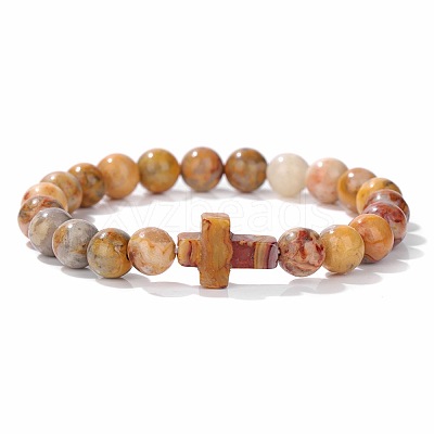 Natural Crazy Agate Round Beads Stretch Bracelets YG0612-8-1