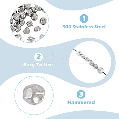 24Pcs 12 Styles Hammered 304 Stainless Steel Beads STAS-TA0006-52-1