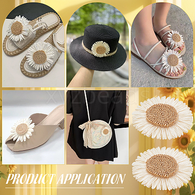 Flower Rattan Woven Shoe Decorations AJEW-WH0518-95-1