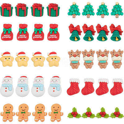 40Pcs 10 Styles Christmas Theme Opaque Resin Cabochons CRES-SC0002-57-1