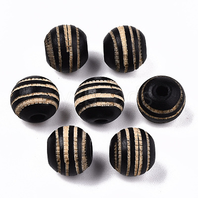 Painted Natural Wood Beads X-WOOD-T021-54A-M-1