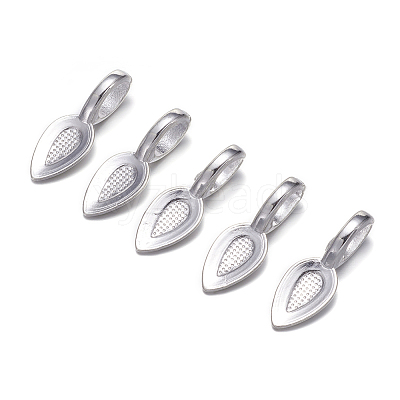 Tibetan Style Alloy Glue-on Flat Pad Bails TIBEP-AB3348Y-S-NF-1