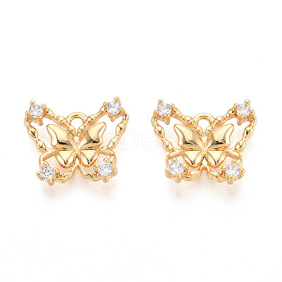 Brass Micro Pave Cubic Zirconia Charms KK-N263-77A-G-1