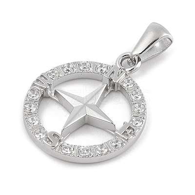 304 Stainless Steel Micro Pave Cubic Zirconia Pendants STAS-D112-03P-01-1