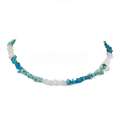 Natural Howlite & Apatite & Quartz Crystal Chip Beaded Necklaces NJEW-JN05099-05-1