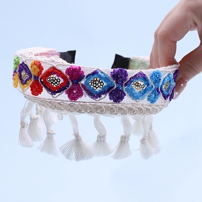 Ethnic Style Woven Cotton Hair Bangs PW-WG63BE7-02-1