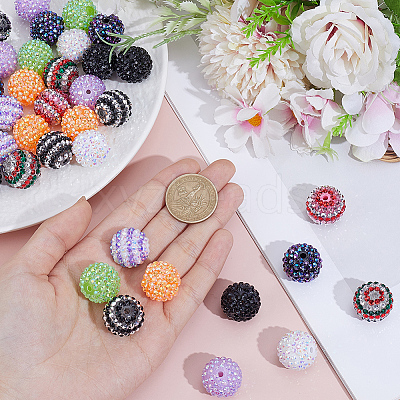 40Pcs 10 Colors Resin Rhinestone Beads RESI-PA0001-26A-1