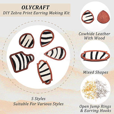 DIY Zebra Print Pattern Earring Making Kit DIY-OC0009-84-1
