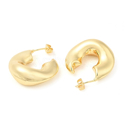 Brass Twist Donut Stud Earrings EJEW-K251-06G-1