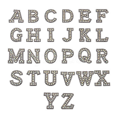 Alphabet Resin Rhinestone Patches DIY-TAC0005-45B-1