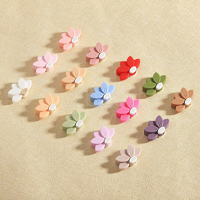 15Pcs 15 Colors Lotus Food Grade Eco-Friendly Silicone Focal Beads SIL-CA0003-05-1