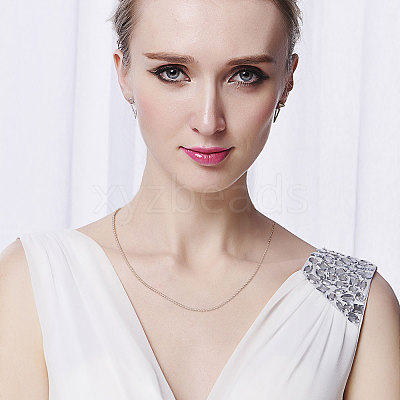 Rhodium Plated 925 Sterling Silver Ball Chain Necklaces JN952A-1