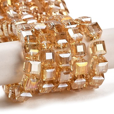Electroplate Glass Beads Strands EGLA-D018-8x8mm-49-1