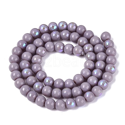 Electroplate Opaque Glass Beads Strands EGLA-Q132-6MM-01C-07-1