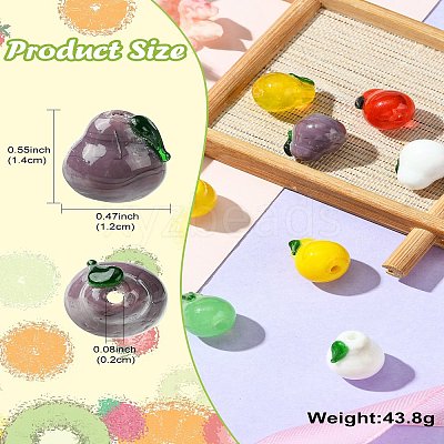 12Pcs 6 Colors Handmade Lampwork Beads LAMP-CJ0002-13-1