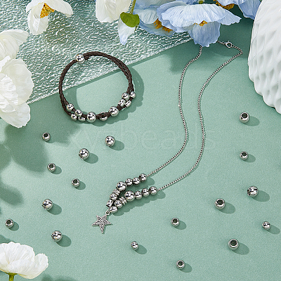 2 Style 304 Stainless Steel European Beads STAS-DC0015-67-1