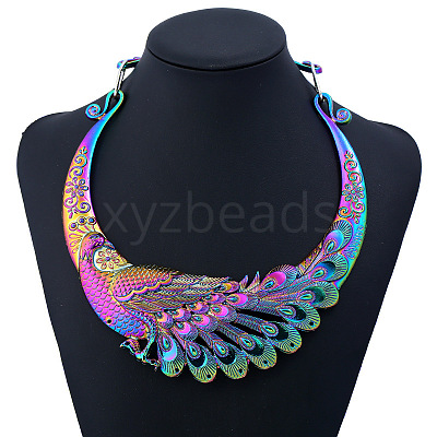 Ethnic Style Alloy Peacock Bib Necklaces FS-WG6E760-01-1