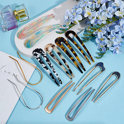 12Pcs 12 Style French Hair Forks OHAR-GA0001-10-1