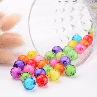 Mixed Color Transparent Acrylic Faceted Round Beads X-TACR-S086-12mm-M-1