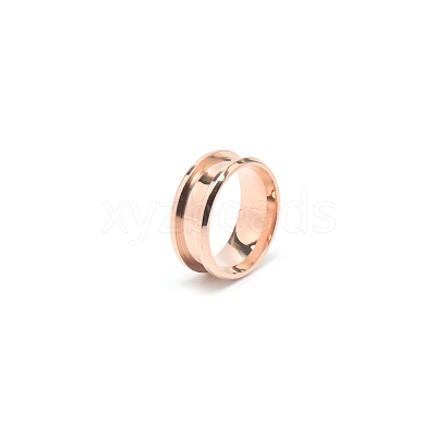 201 Stainless Steel Grooved Finger Ring Settings STAS-TAC0002-57A-RG-1
