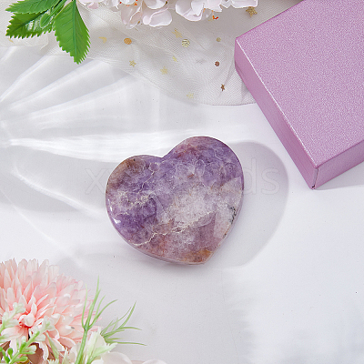 1Pc Natural Amethyst Heart Display Decoration DJEW-FH0001-46-1