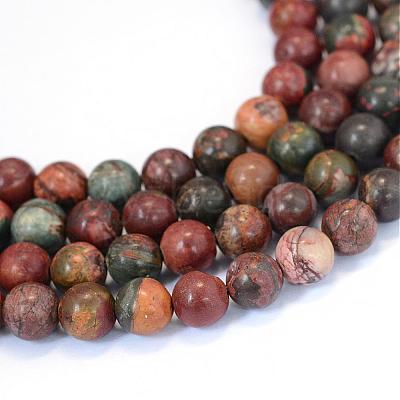 Natural Picasso Stone/Picasso Jasper Beads Strands G-E334-8mm-10-1
